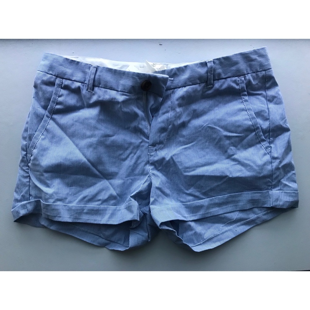 • blue pinstripe short shorts •